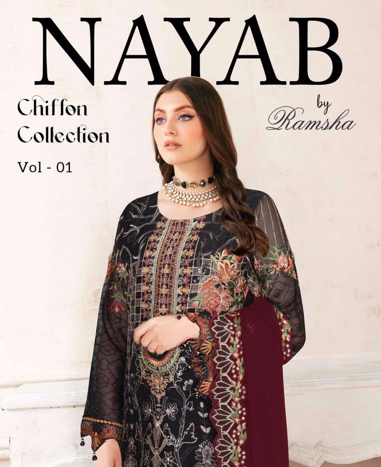 Ramsha Nayab Luxury Embroidered Chiffon Collection 2023 Vol 01